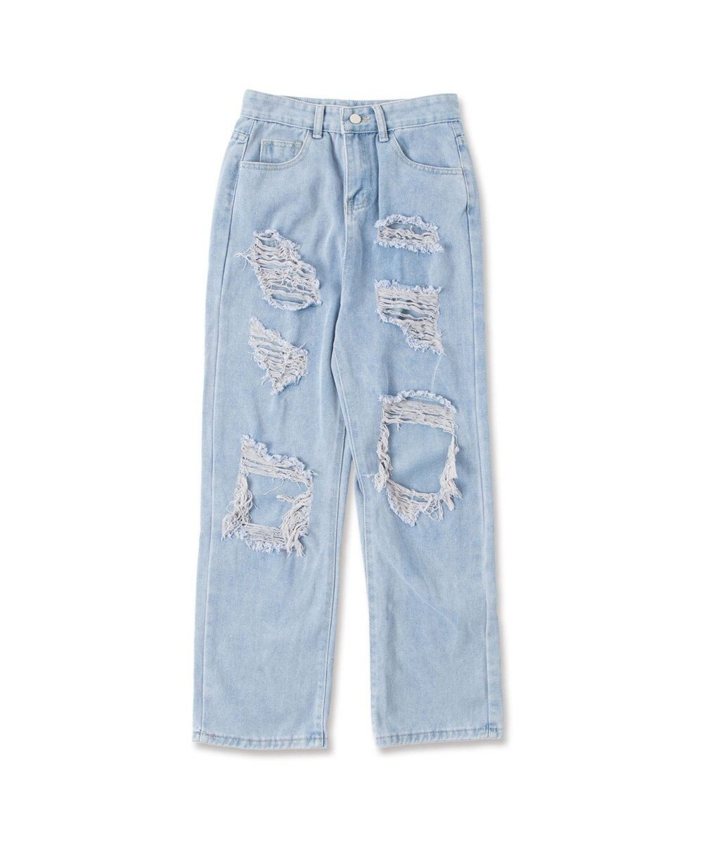 WEGO 【S～Lサイズ】ヘビークラッシュデニムパンツ 