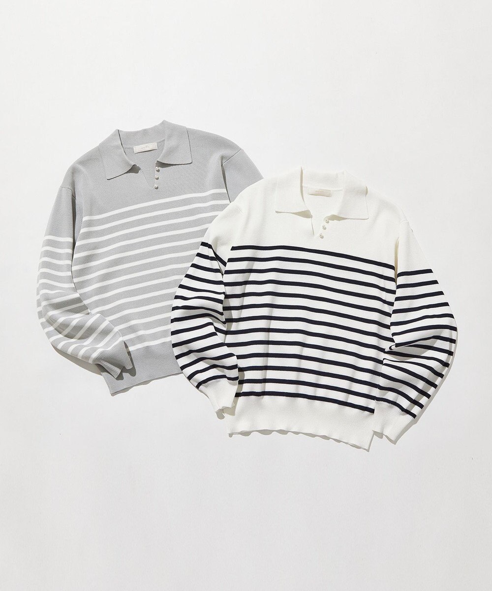 ANY SIS 【洗える】スキッパーポロ襟プルオーバー ニット 