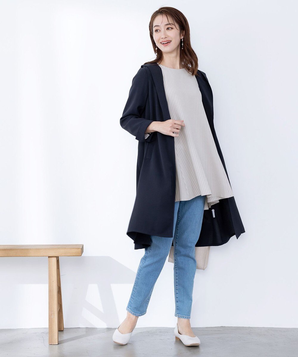 Tiaclasse 【洗える】バックベルトフーデットコート 