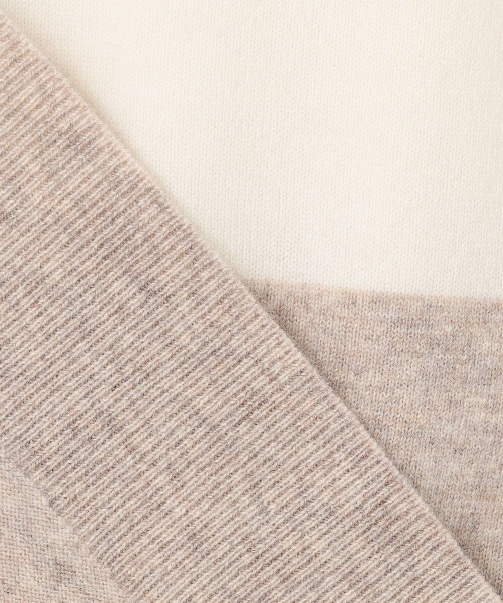 BEIGE， 【WEB限定・洗える】DEMING / バイカラーウールクルーネックニット 