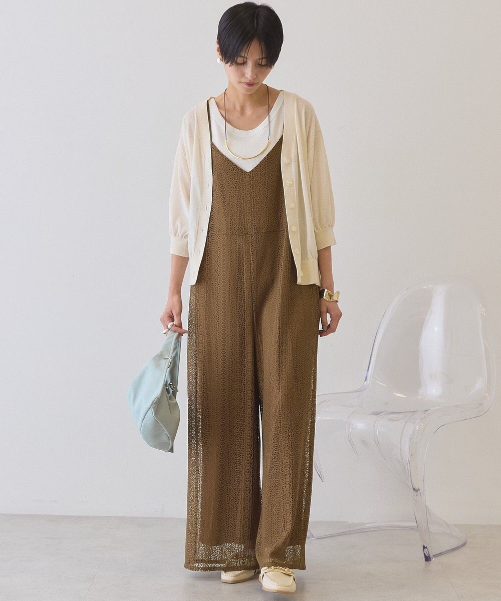 AMERICAN HOLIC 5分袖シアーVネックニットカーディガン 