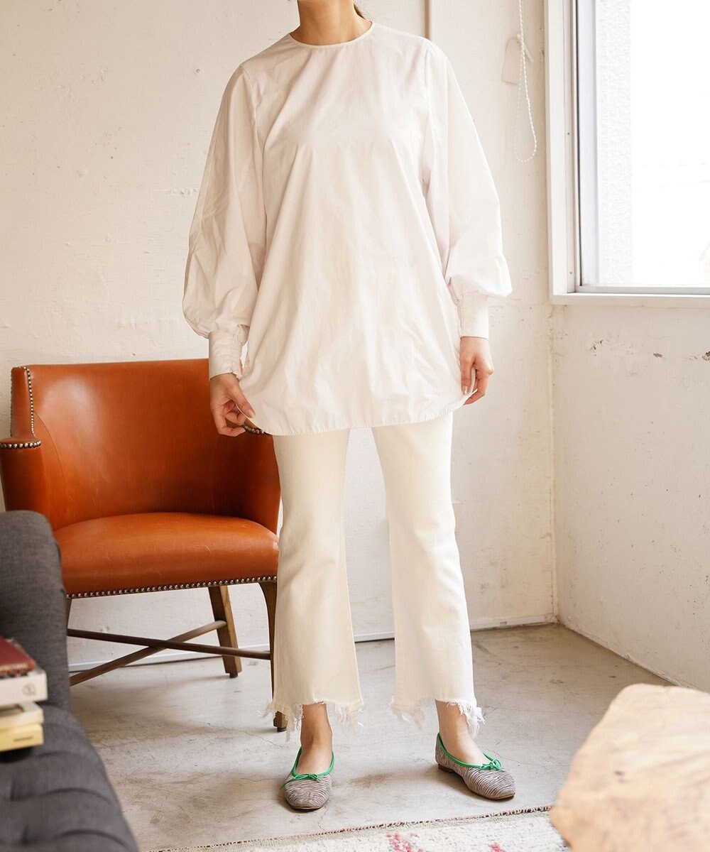 woadblue ブーティフレア ストレッチデニムパンツ ホワイト 