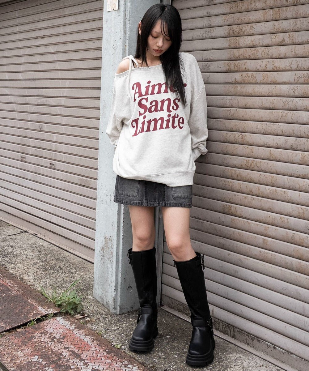 WEGO 【25年秋冬新作】2WAYグラフィックワンショルBIGスウェット 