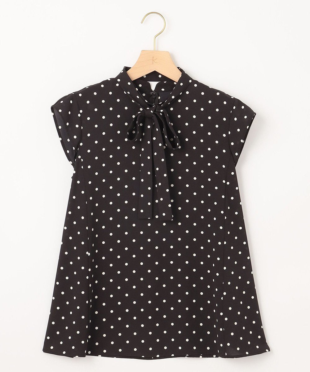 組曲 【WEB限定】ドットプリントデシン ボウタイ付きブラウス 