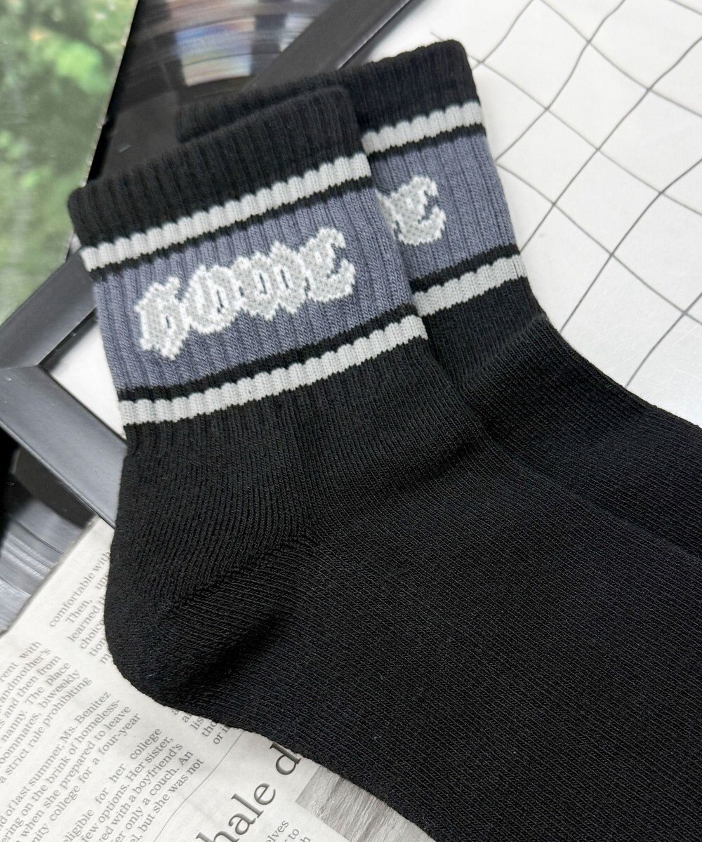 WEGO ラインロゴハイアンクルソックス 