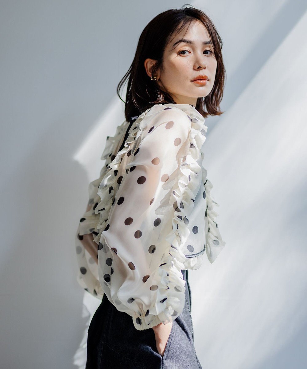 組曲 【組曲×setsuko sagittaire】シフォンプリントバックシャンブラウス 