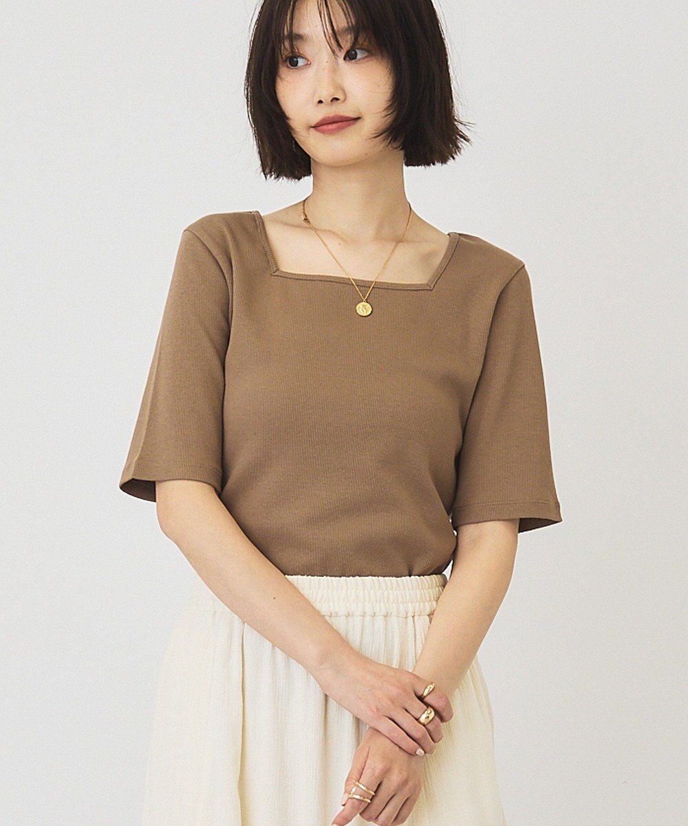 AMERICAN HOLIC スクエアネック5分袖プルオーバー 