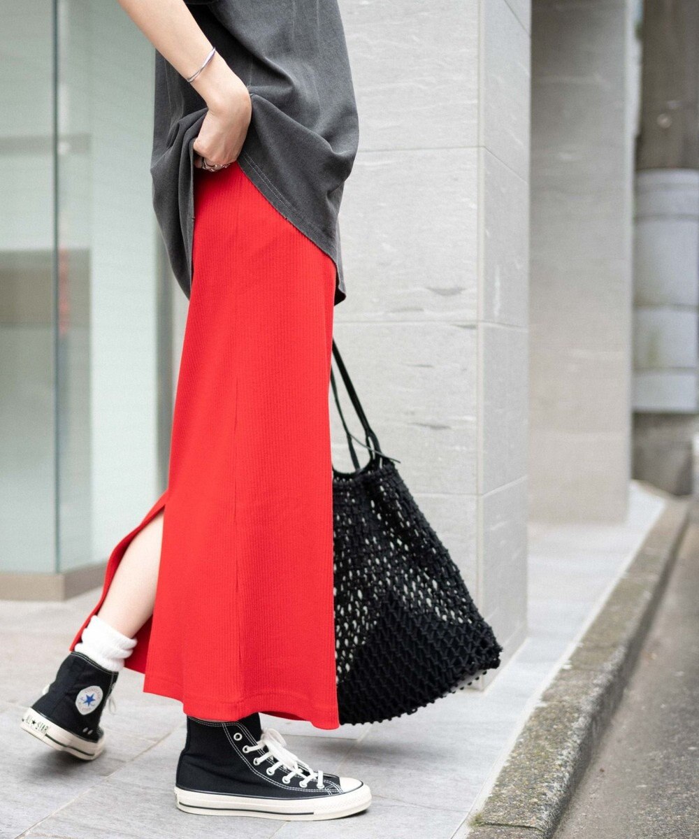 WEGO カラーリブイージーロングスカート 