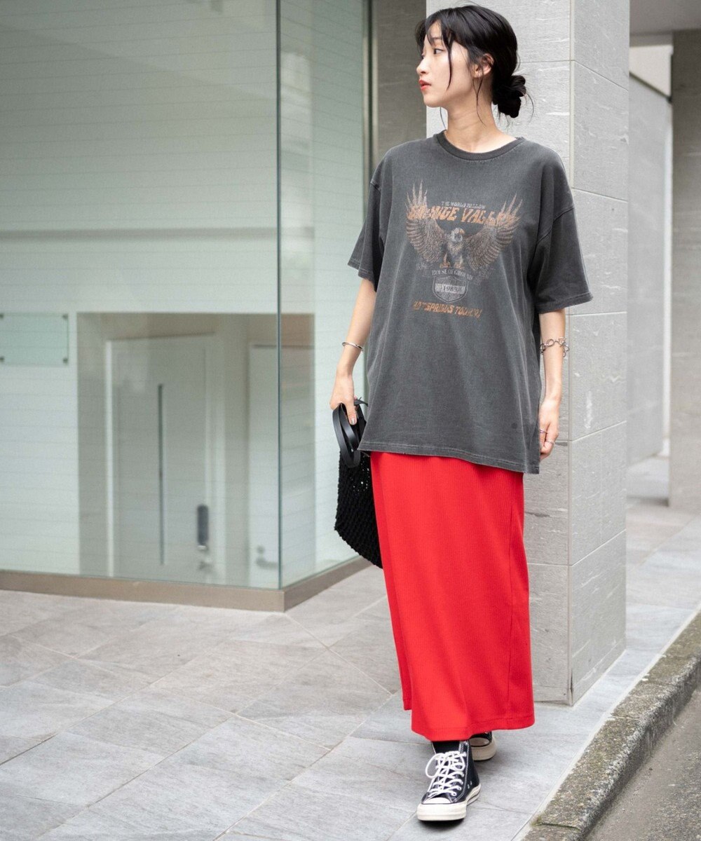 WEGO カラーリブイージーロングスカート 