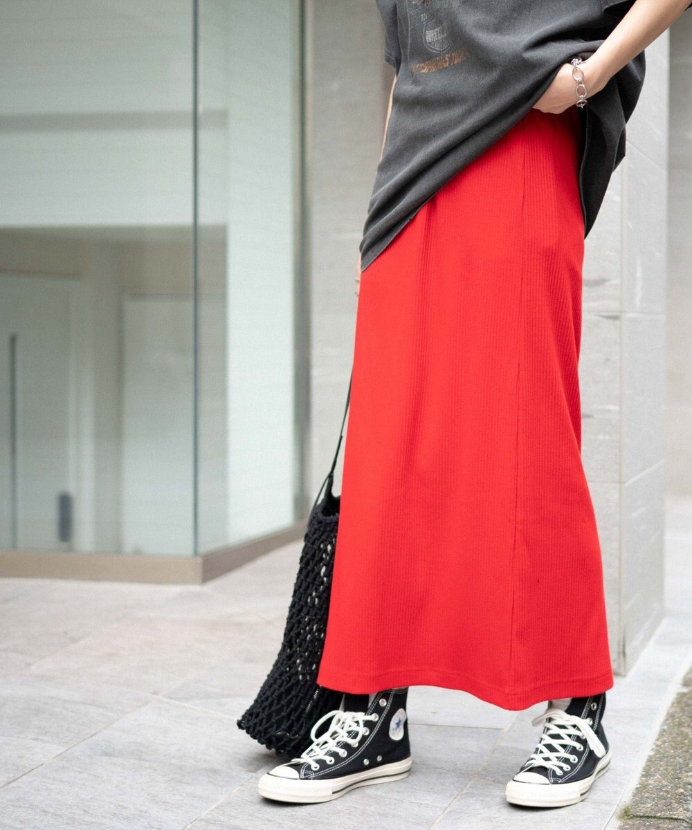 WEGO カラーリブイージーロングスカート 