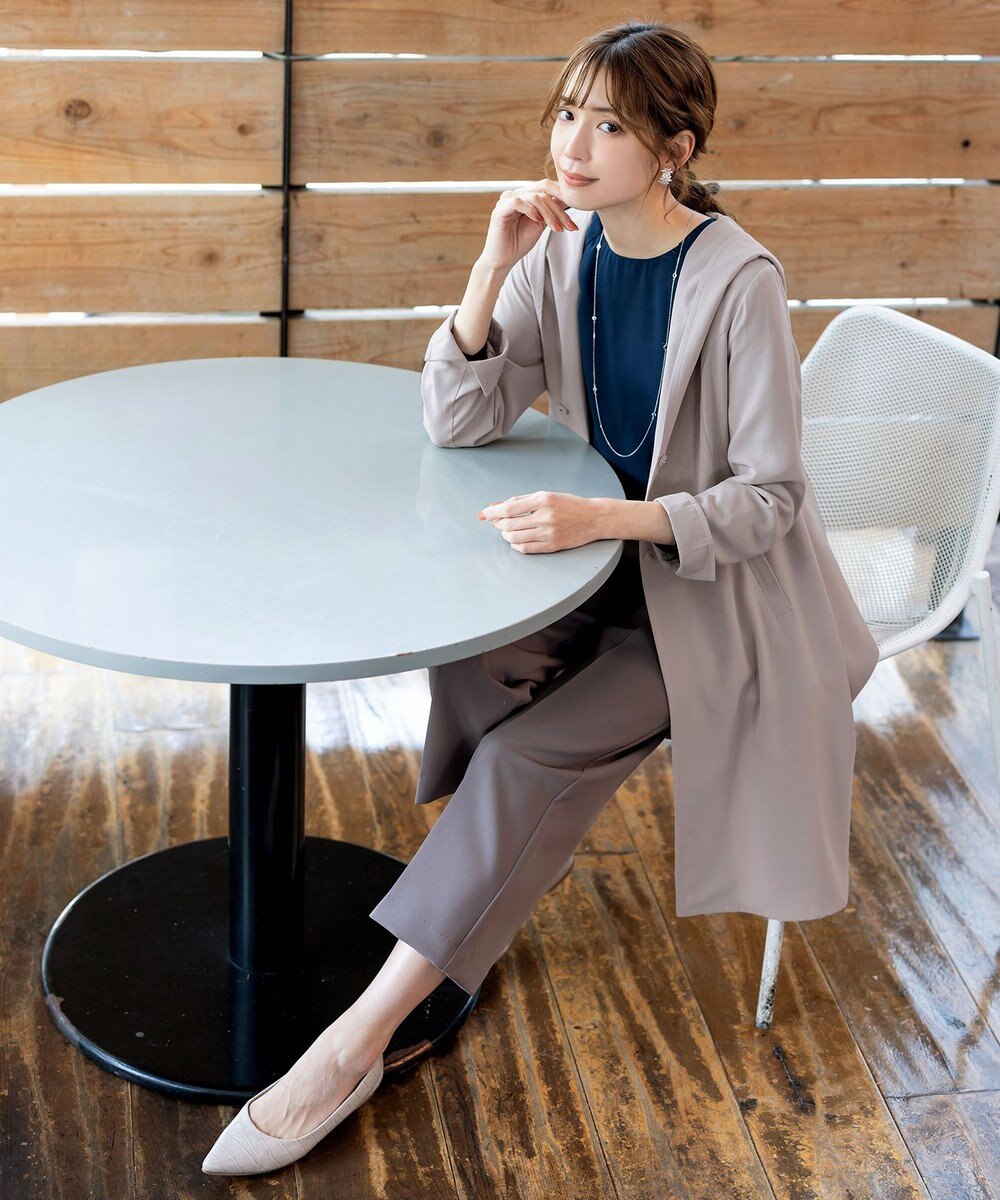 Tiaclasse 【洗える】バックベルトフーデットコート 