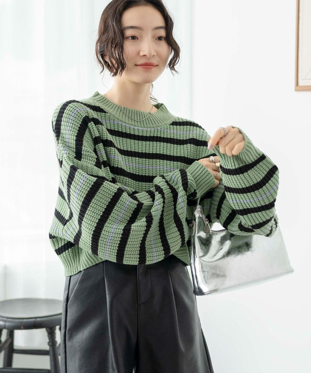 WEGO ボーダーショートニットプルオーバー 