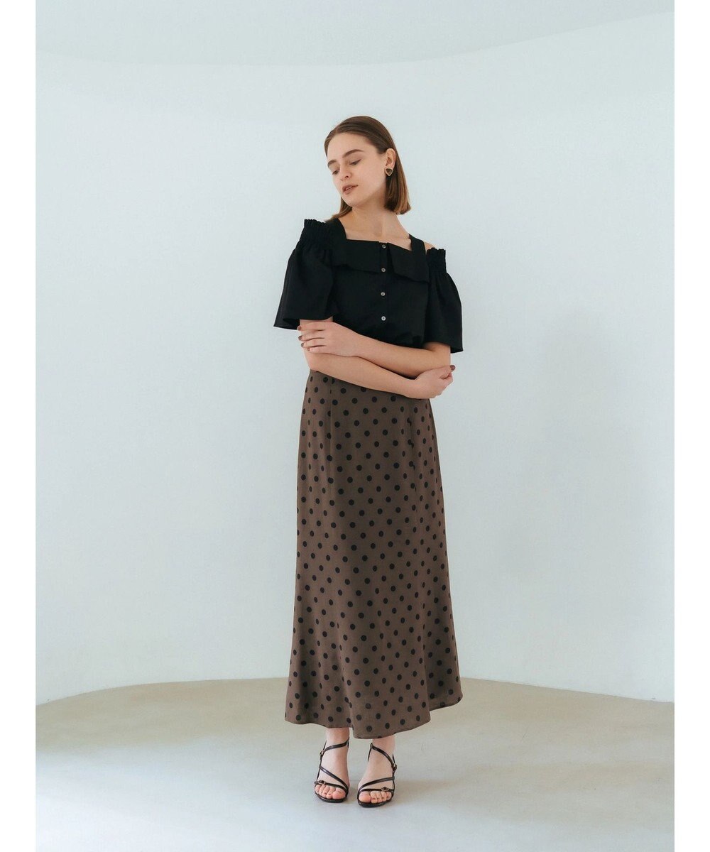 YECCA VECCA レーヨンリネンドットマーメイドスカート 