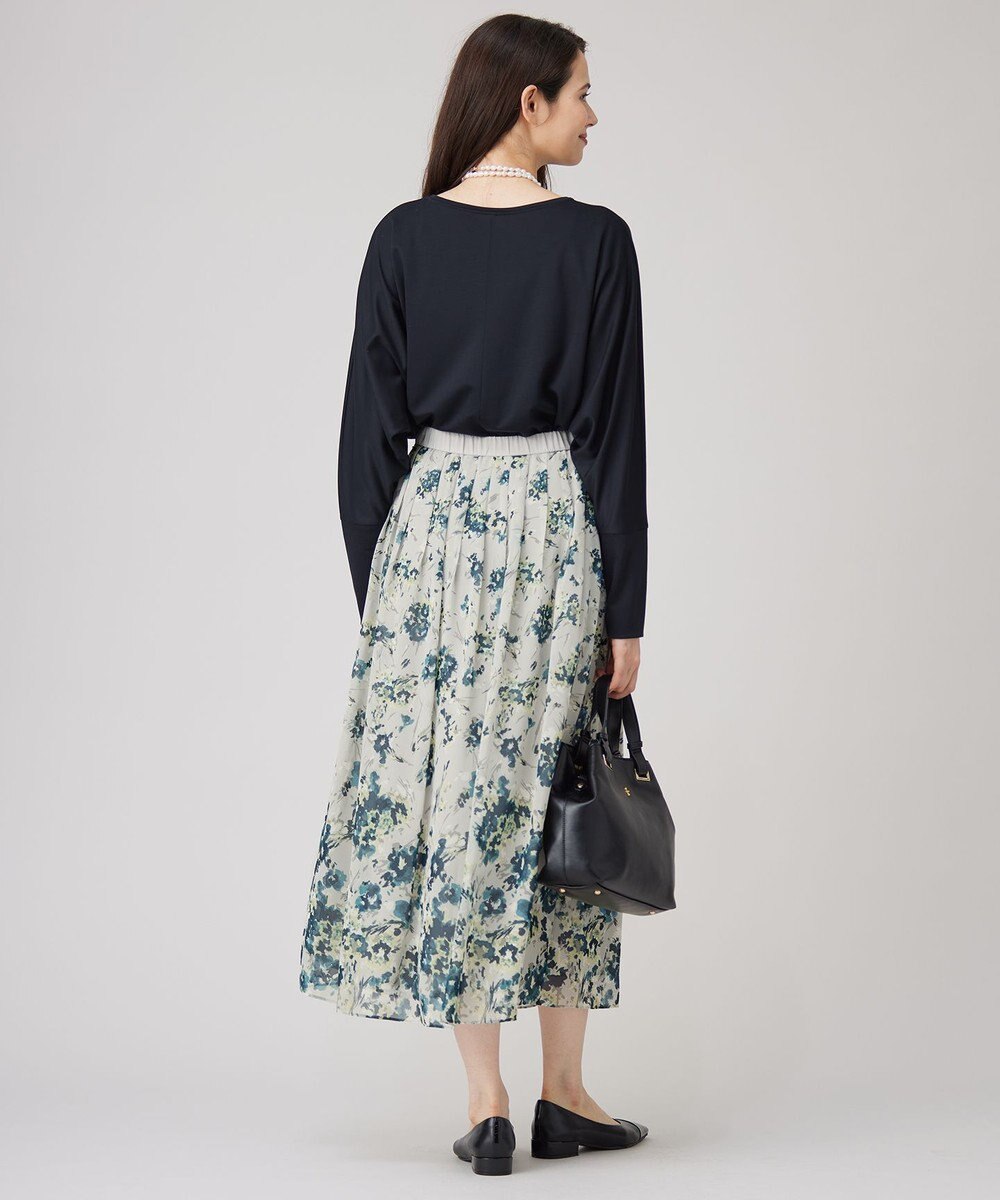 自由区 L 【洗える】オータムダリアプリント スカート 