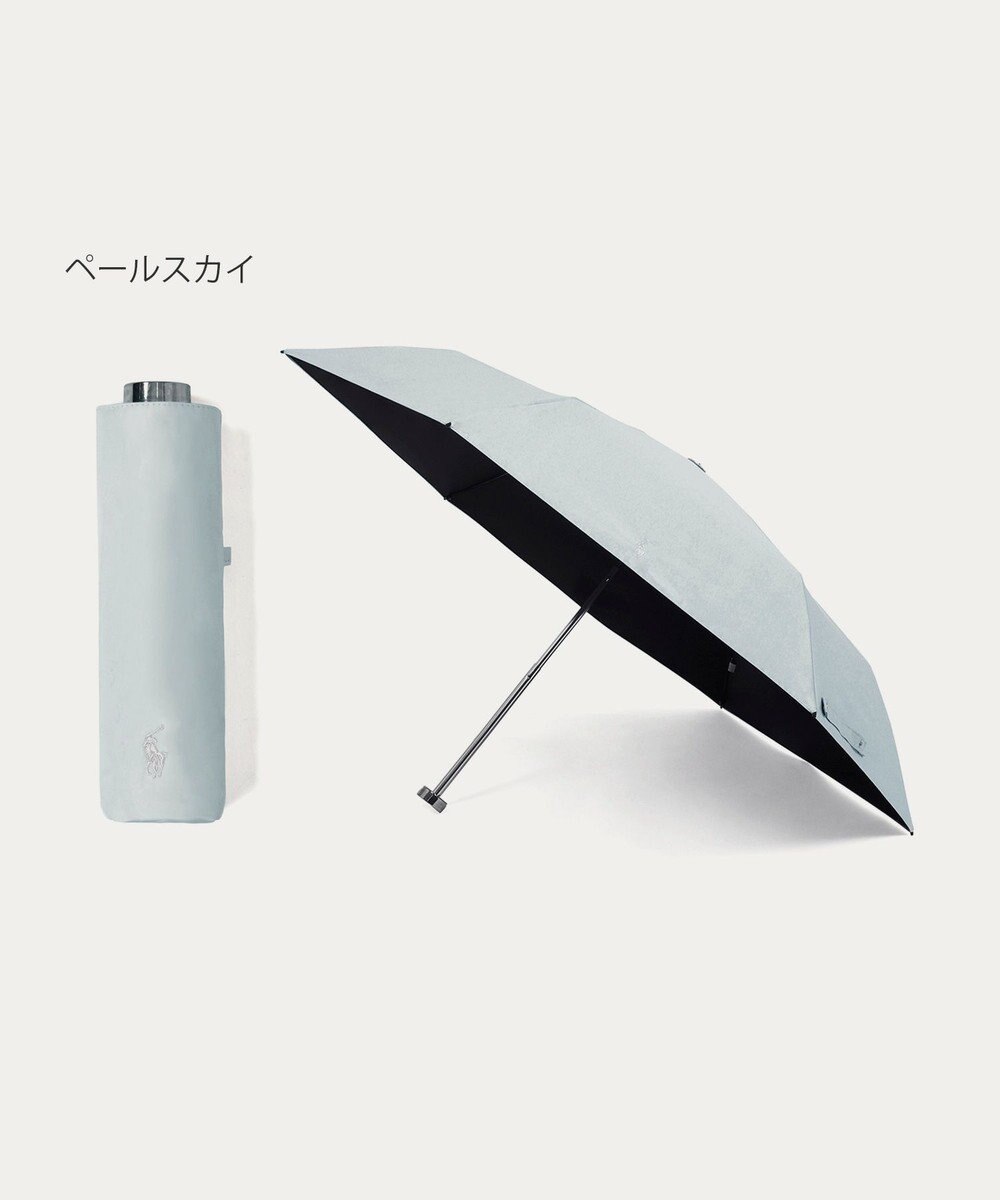 MOONBAT 【WEB限定/ 遮光率100％/遮熱/UV】POLO RALPH LAUREN（ポロ ラルフローレン）晴雨兼用日傘 ワンポイント ポロポニー シャンブレー 無地 折りたたみ傘 