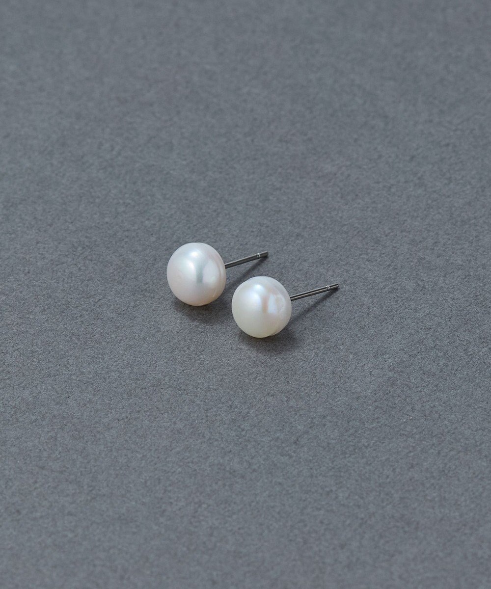 Phoebe 〈金属アレルギー対応〉シェルパール ミニマルスタッドピアス/ホワイト　1.0mmパール 