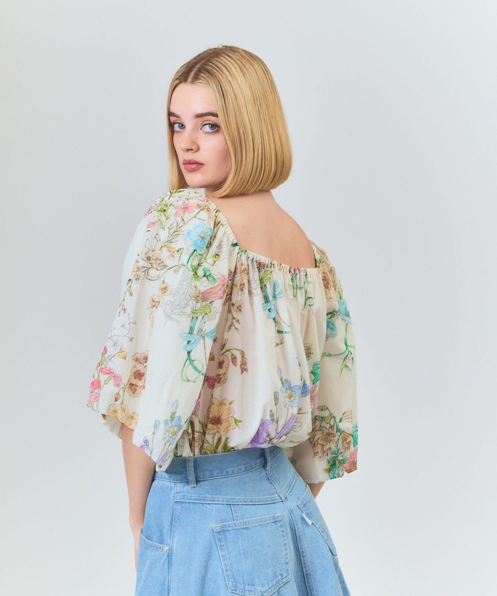 GRACE CONTINENTAL ボタニカルドレープブラウス 