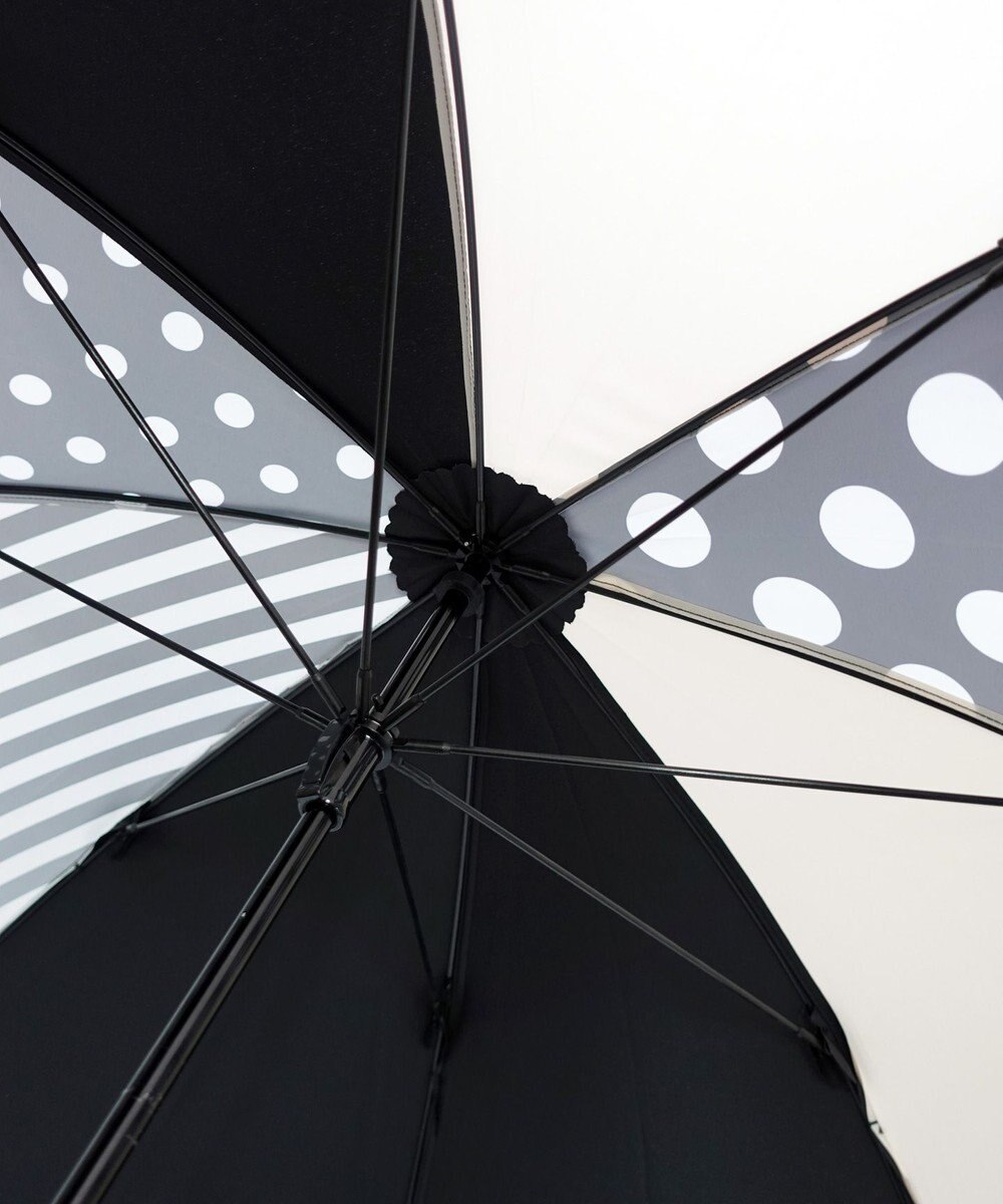 +RING レディース向け プラスリング 雨傘（長）60cm BLK/WHT T1401 