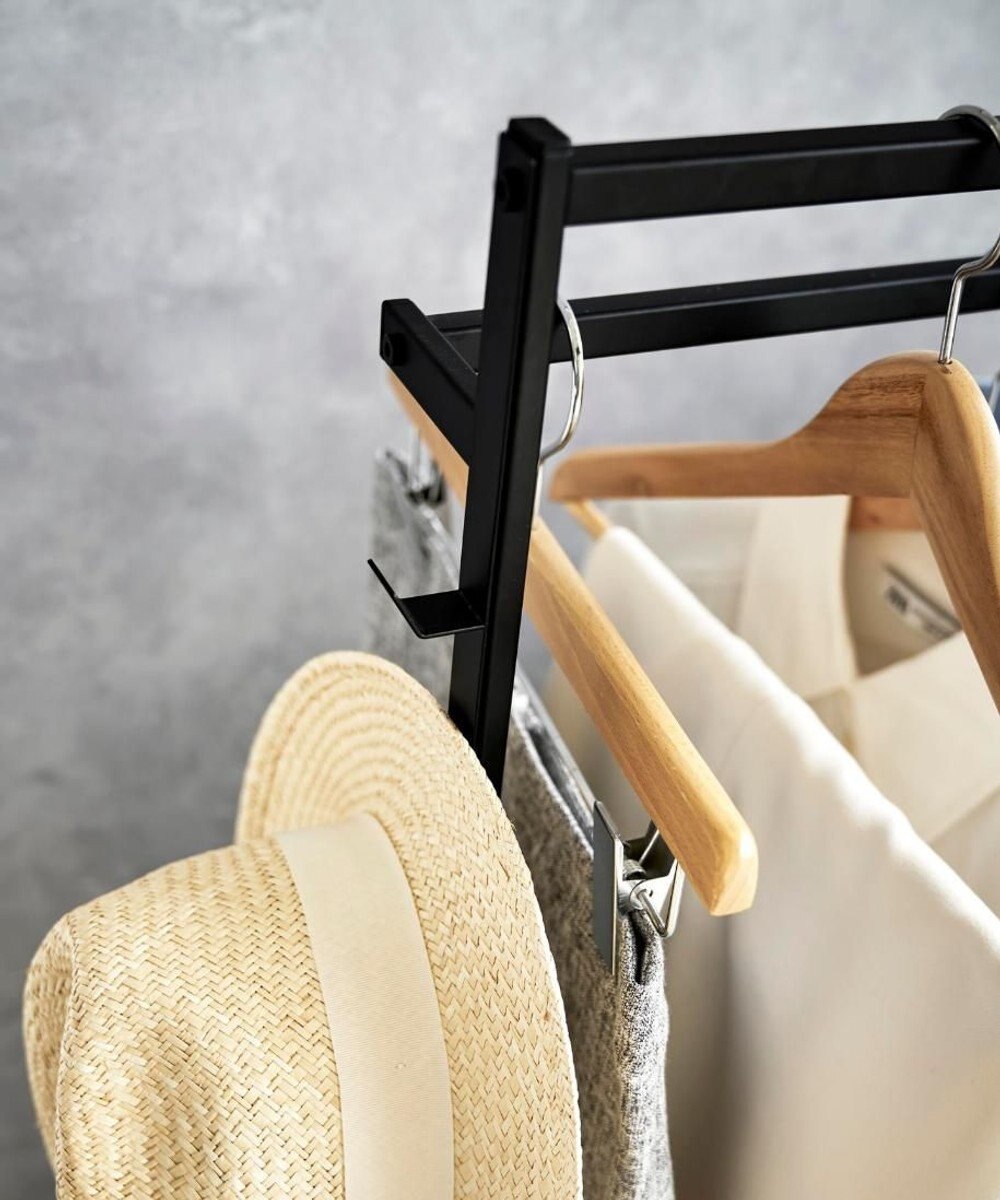 tower 収納力アップハンガーラック タワー 2段 ブラック 