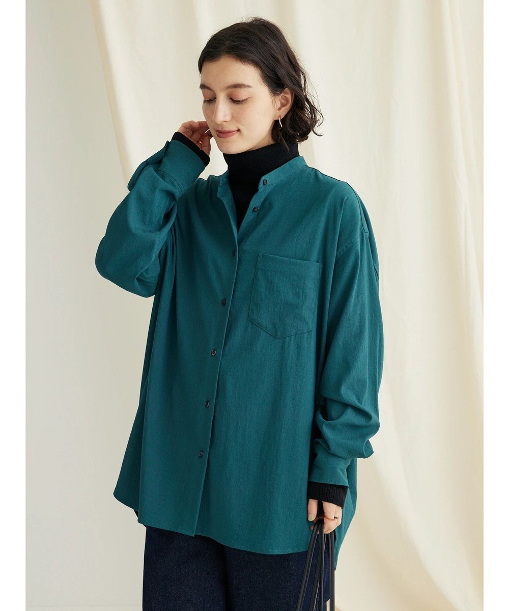 CRAFT STANDARD BOUTIQUE レーヨンデシンバンドカラーシャツ 