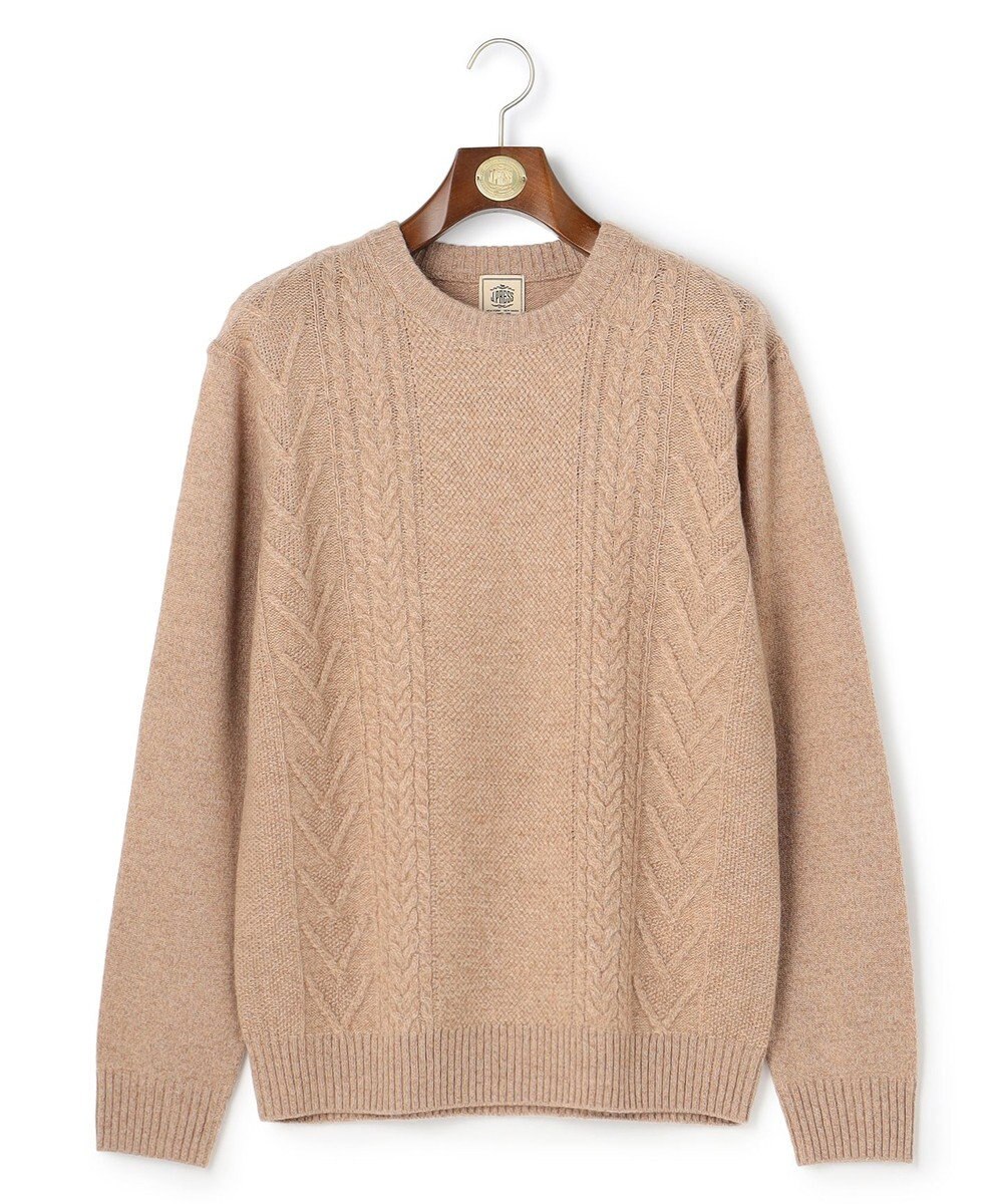 J.PRESS MEN ウール×カシミヤの上質素材【Cash Lamb's Wool】ケーブルクルーネック ニット_25年モデル 