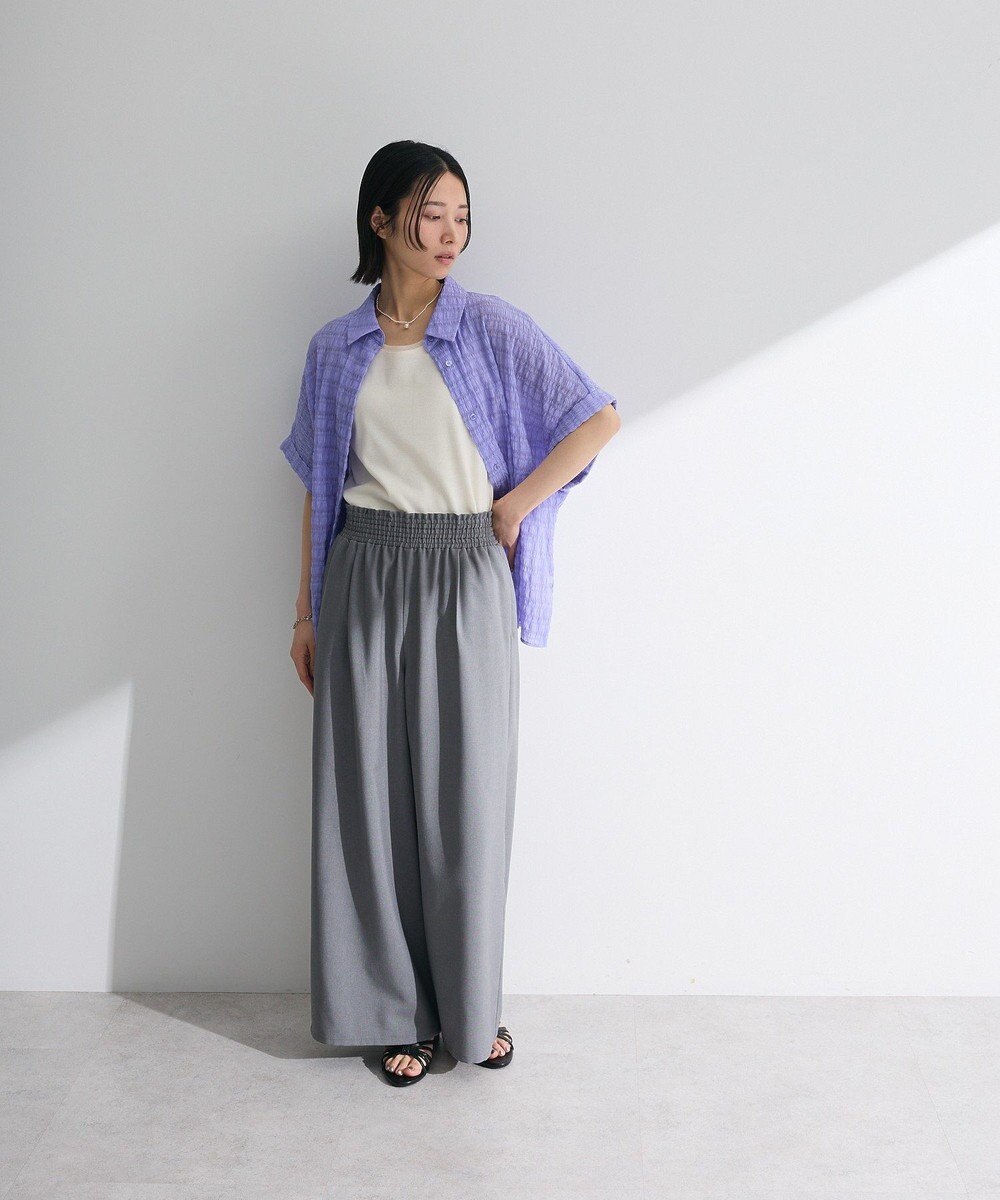 Green Parks シアーシャーリングフレンチスリーブシャツ 