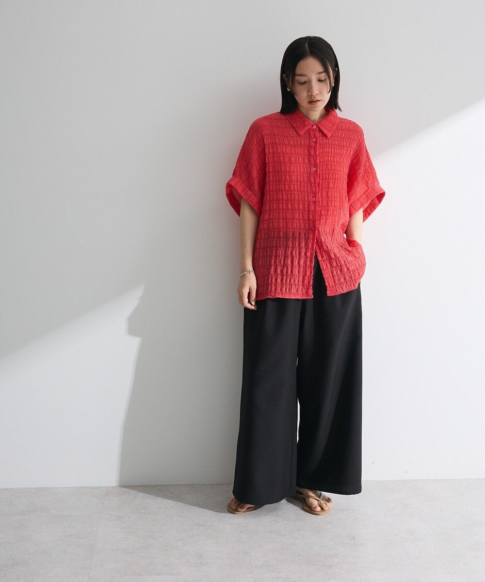 Green Parks シアーシャーリングフレンチスリーブシャツ 