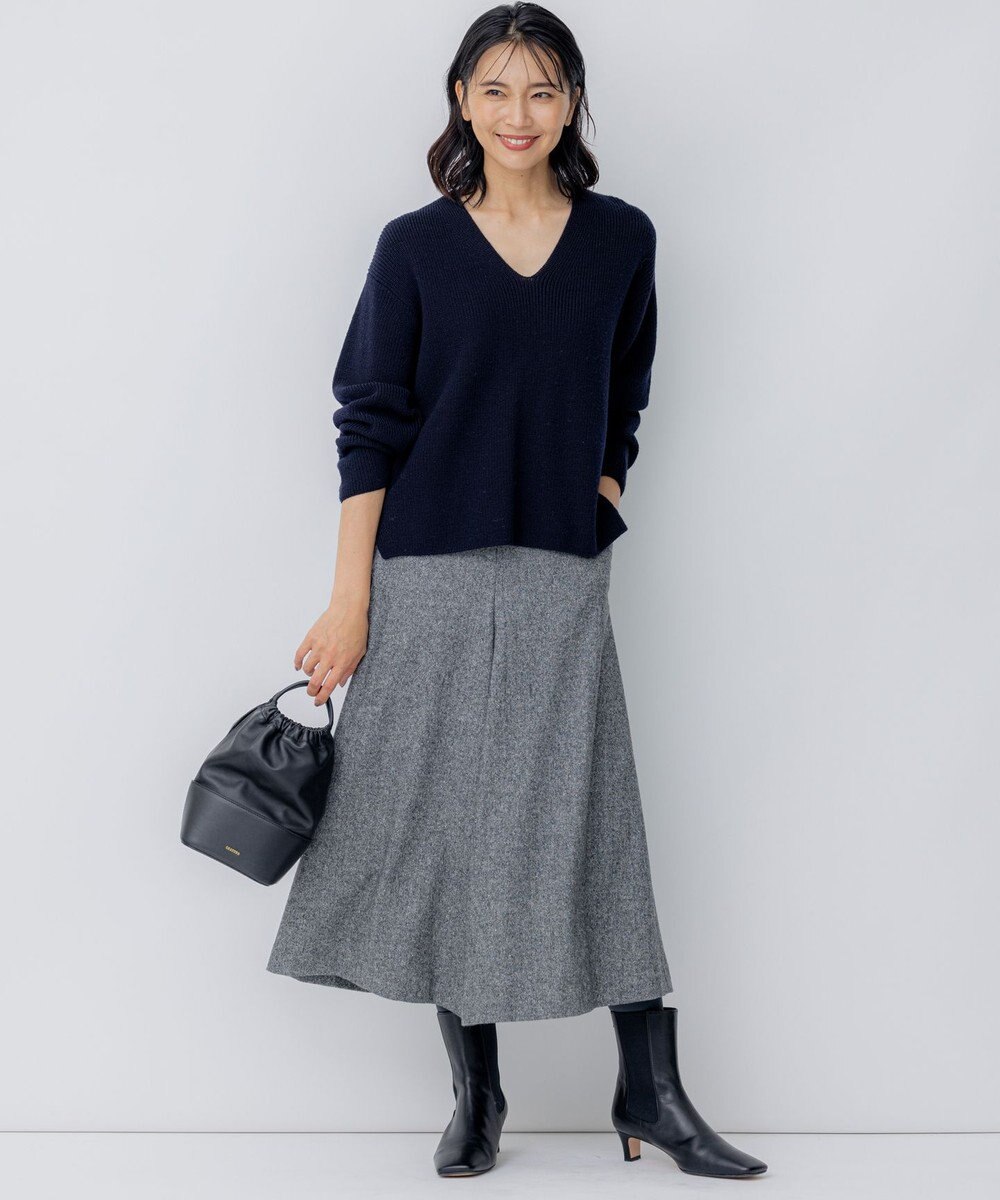 23区 【洗える】ウールミドルゲージ Vネック ニット 