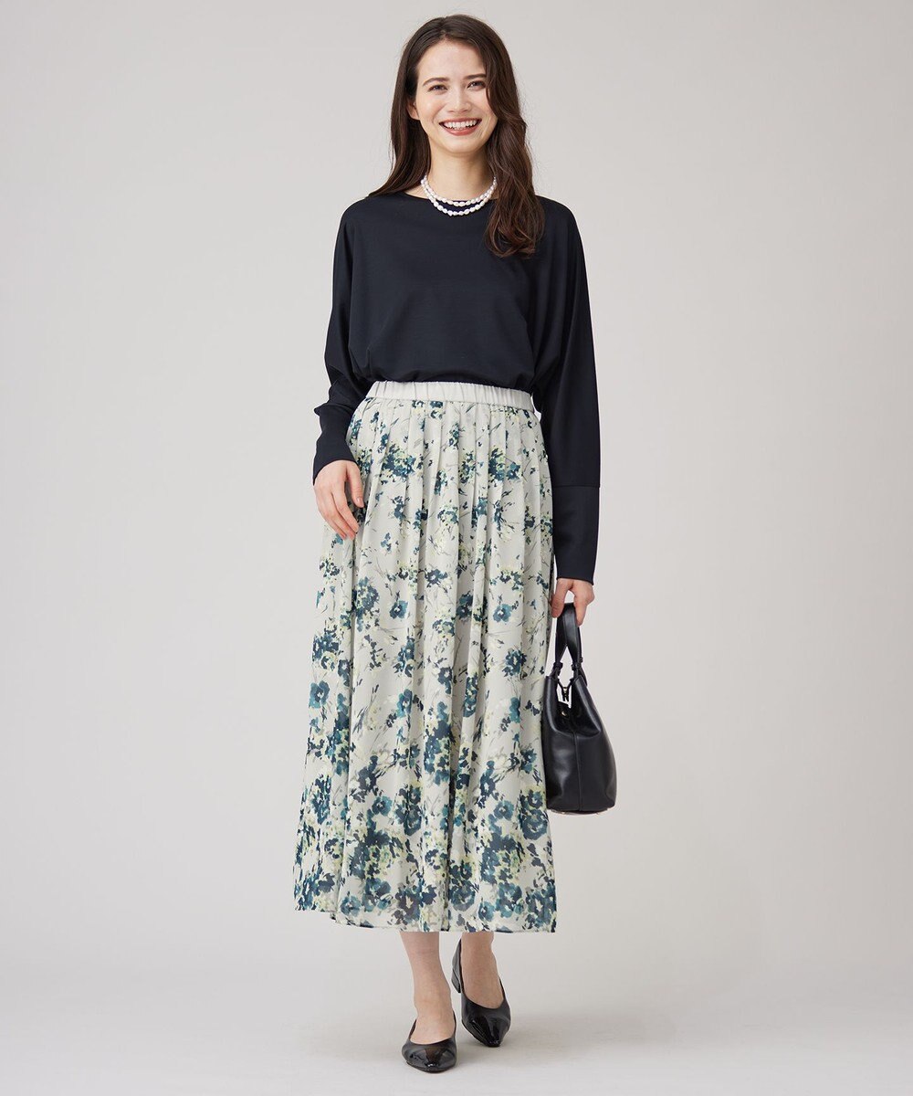 自由区 L 【洗える】オータムダリアプリント スカート 