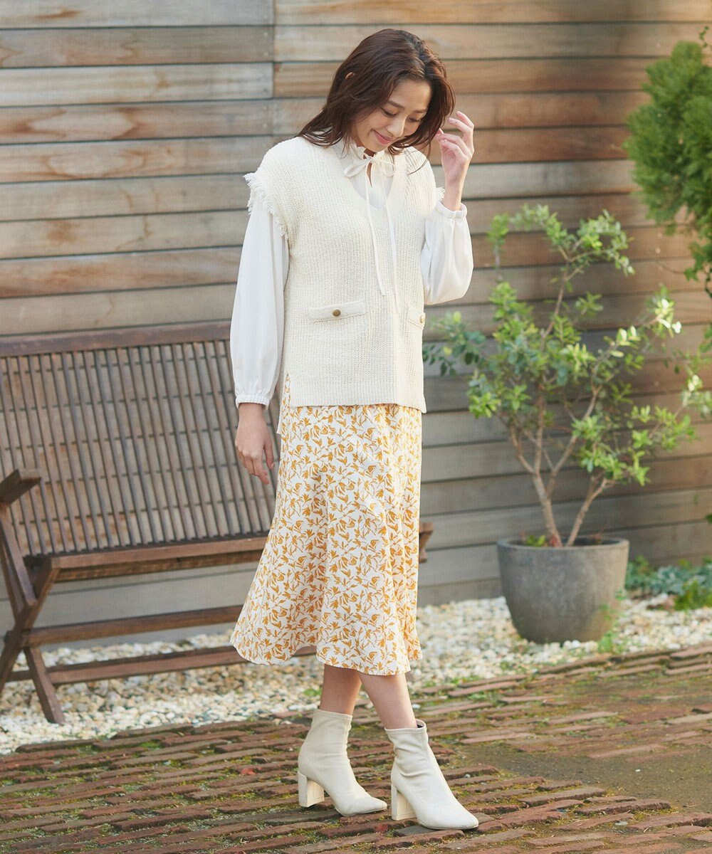 Feroux 【洗える】ツイードライクニット ベスト 