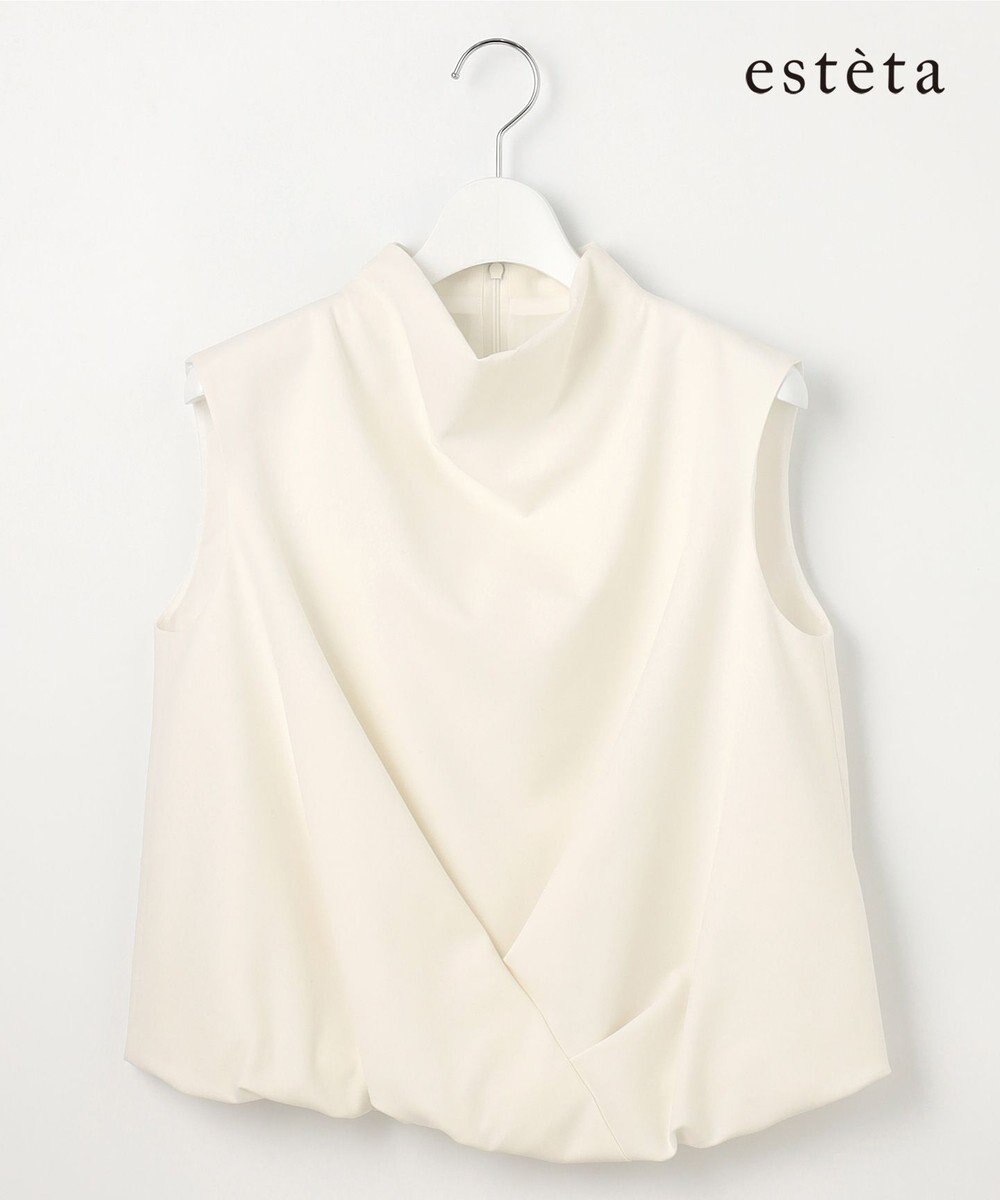 23区 L 【エステータ】コットンダブルクロス ノースリーブブラウス 