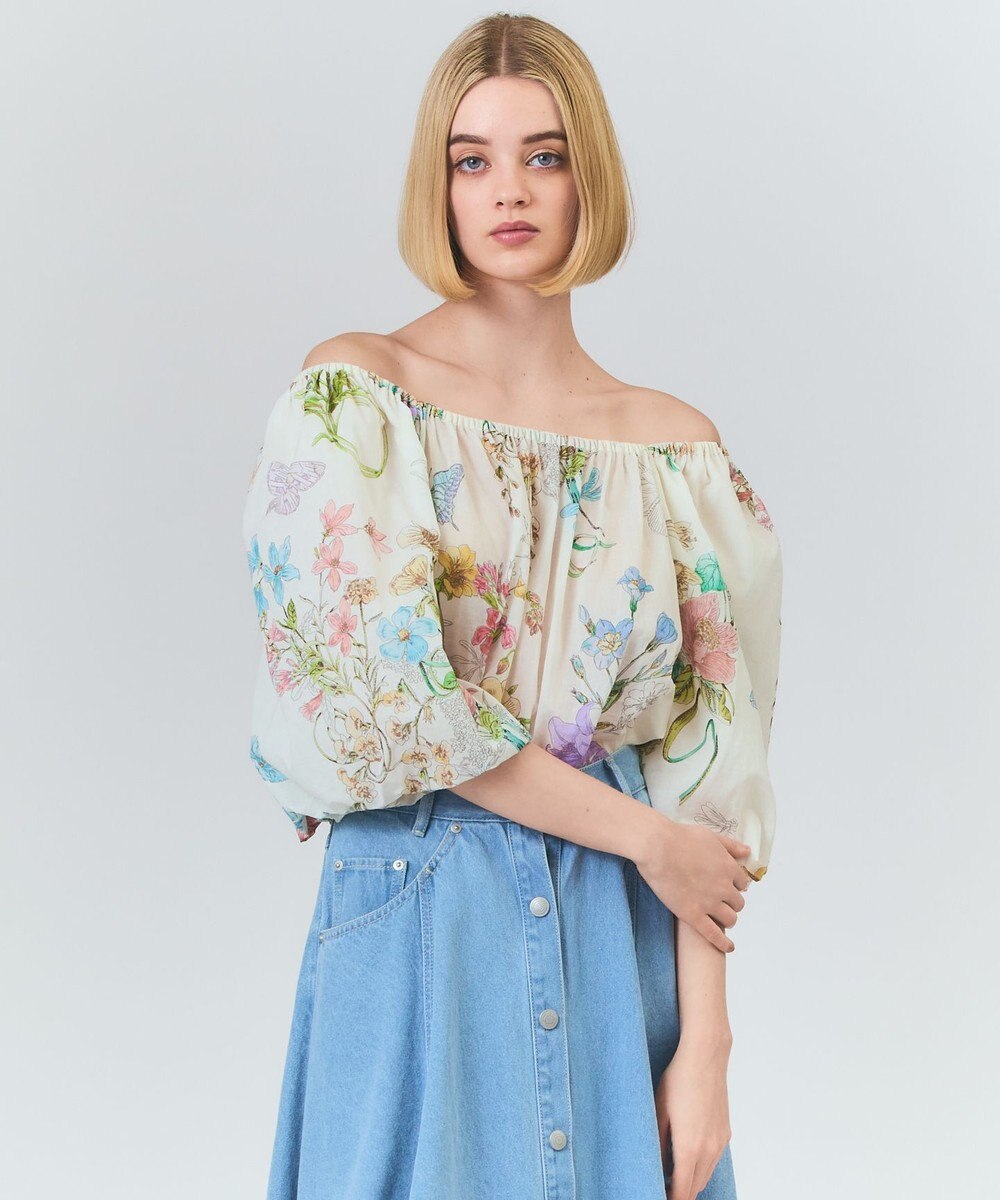 GRACE CONTINENTAL ボタニカルドレープブラウス 