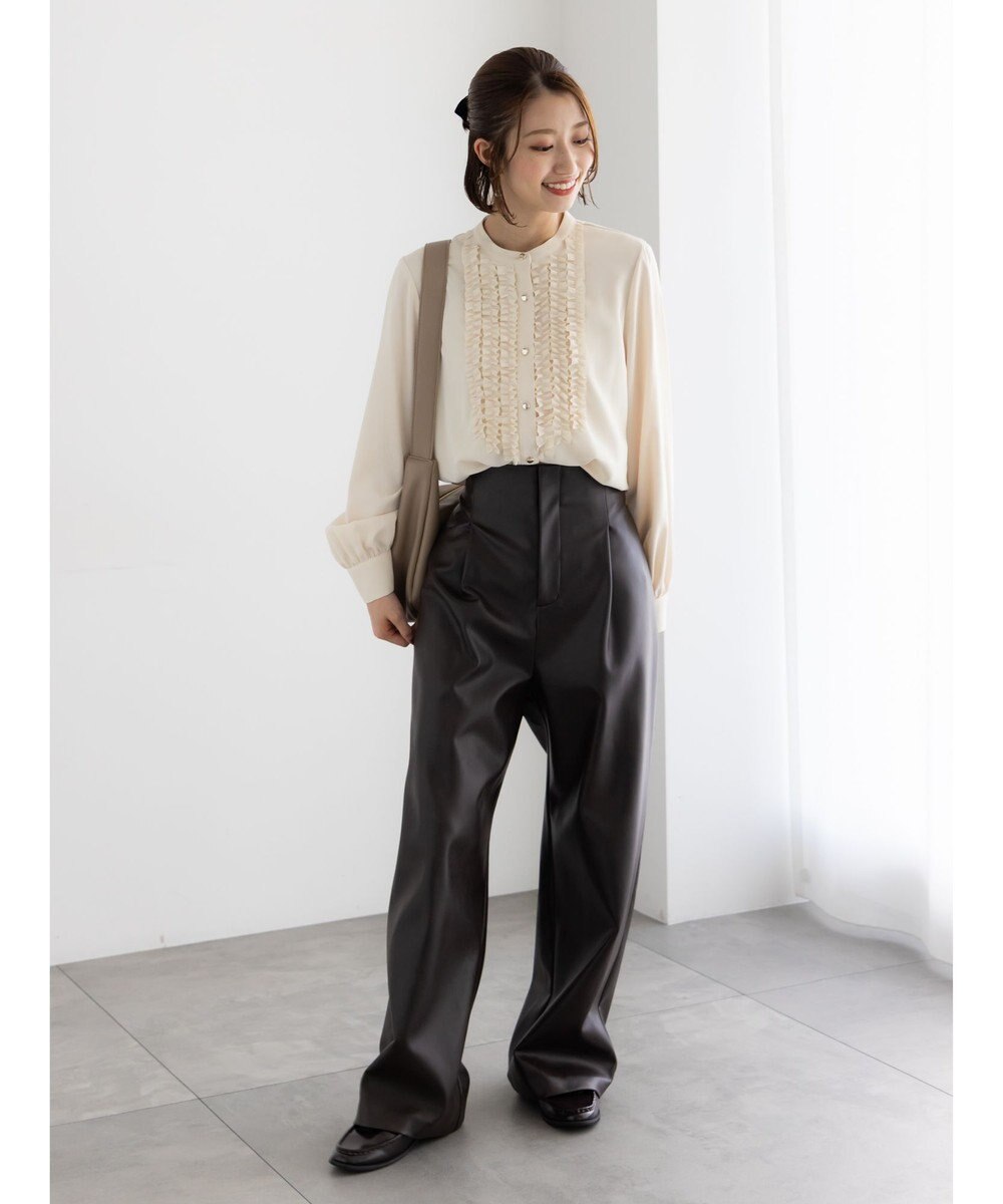 Te chichi フロントフリルバイカラーブラウス 