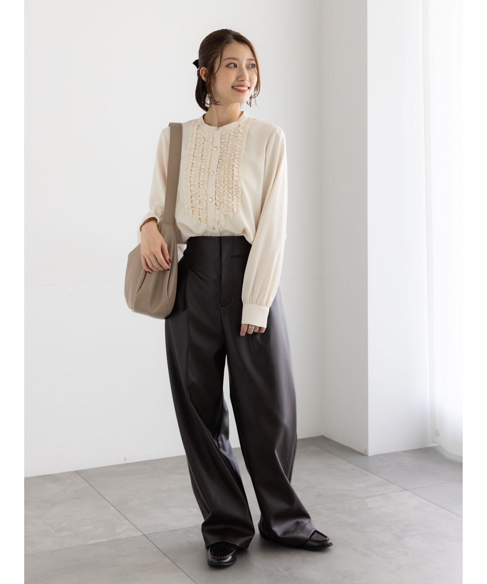 Te chichi フロントフリルバイカラーブラウス 