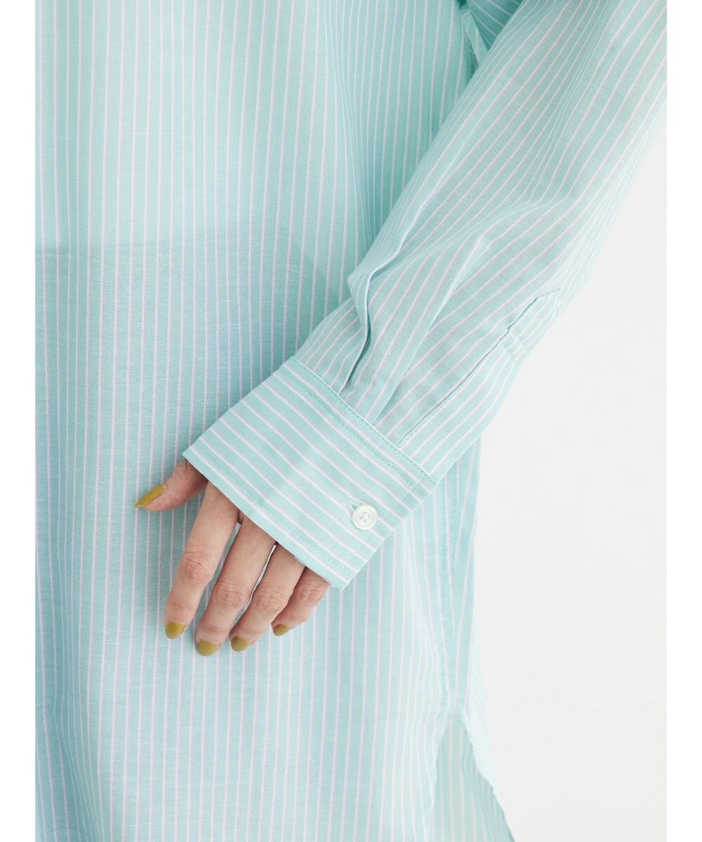 Green Parks 綿麻混タブ付オーバーサイズシャツチュニック 