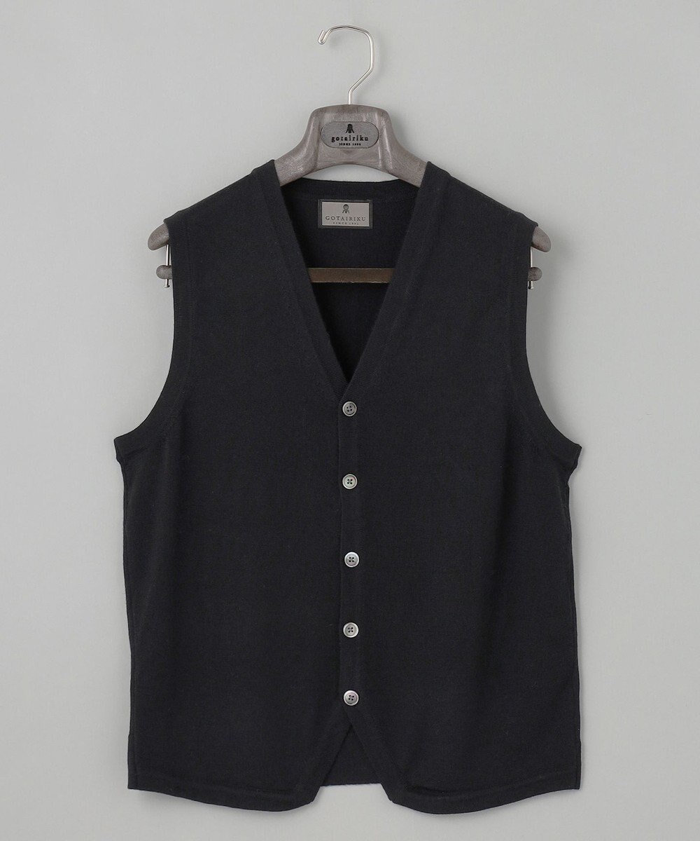 GOTAIRIKU 体温調整に【洗える/チクチクしにくい/ピリングしにくい】イタリア糸 ハイゲージ ベスト_WOOL100% 