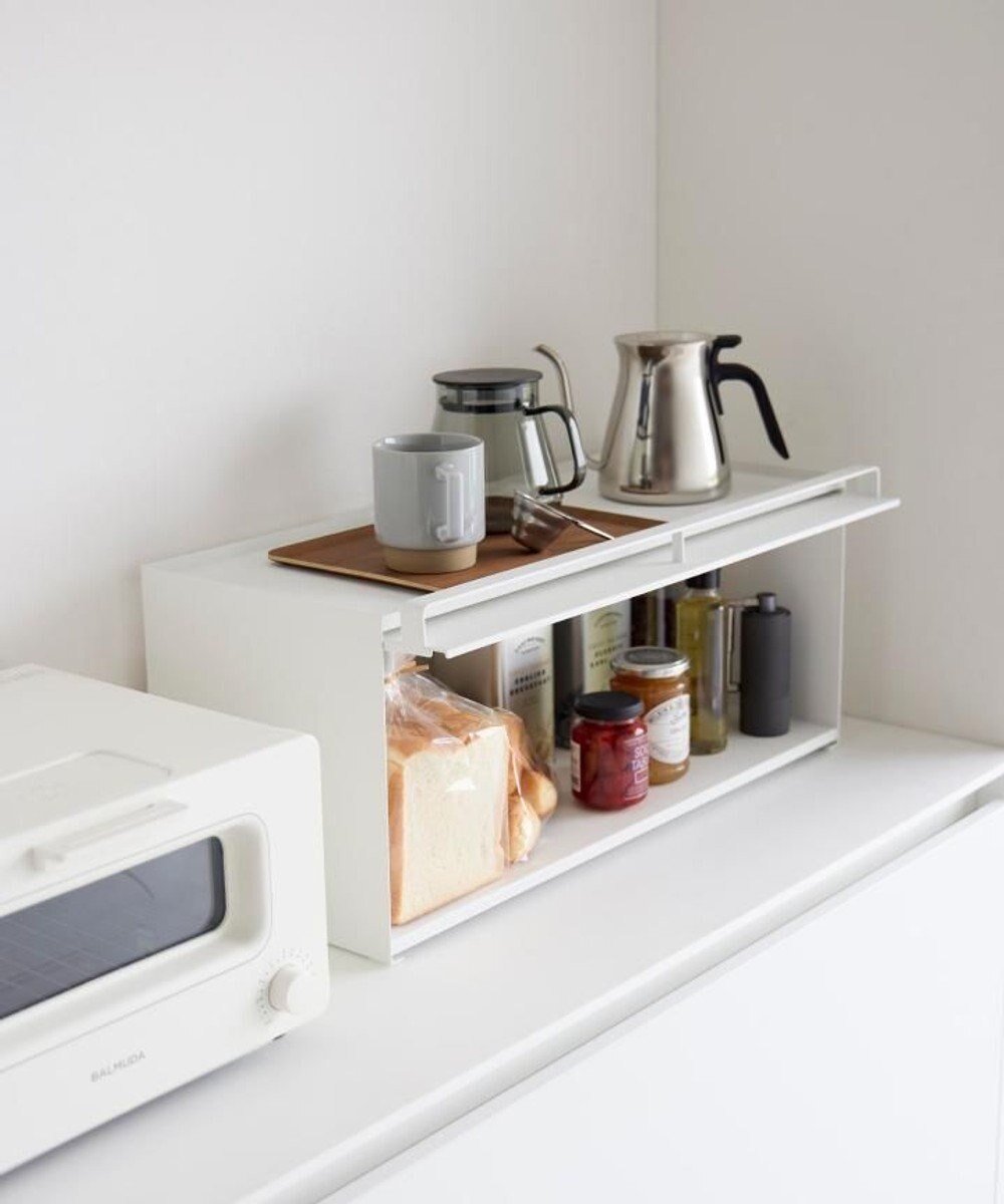 tower 前が開くキッチンカウンター上収納ラック タワー D24 ホワイト 