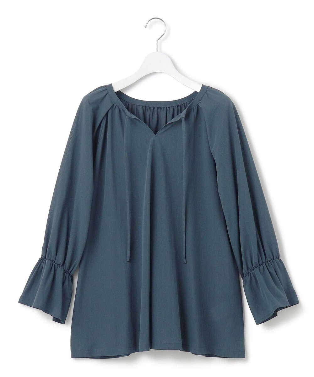 23区 L 【洗える】クリアトリコットジャージー ギャザーデザイン カットソー 