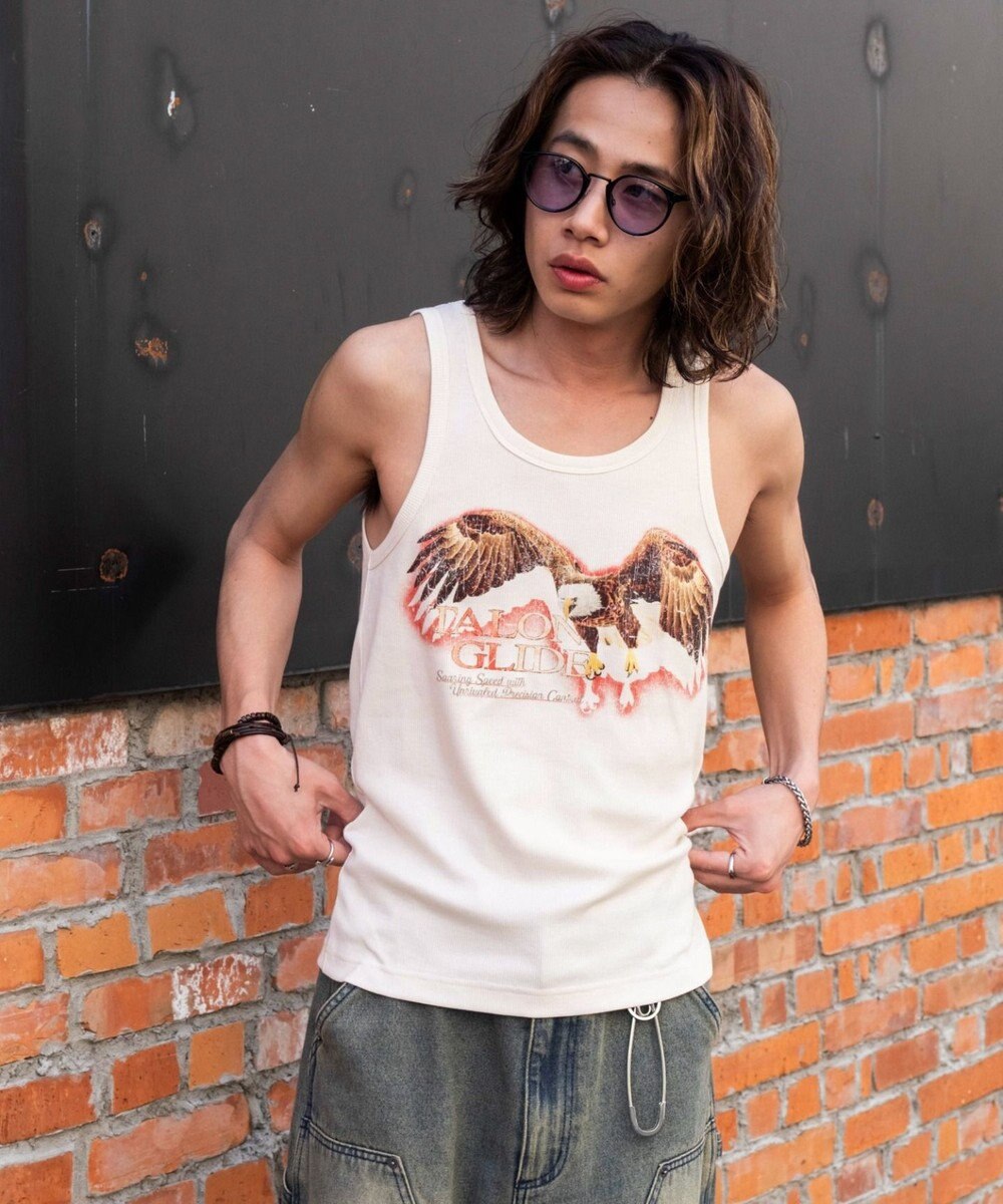 WEGO グラフィックリブタンクトップ 