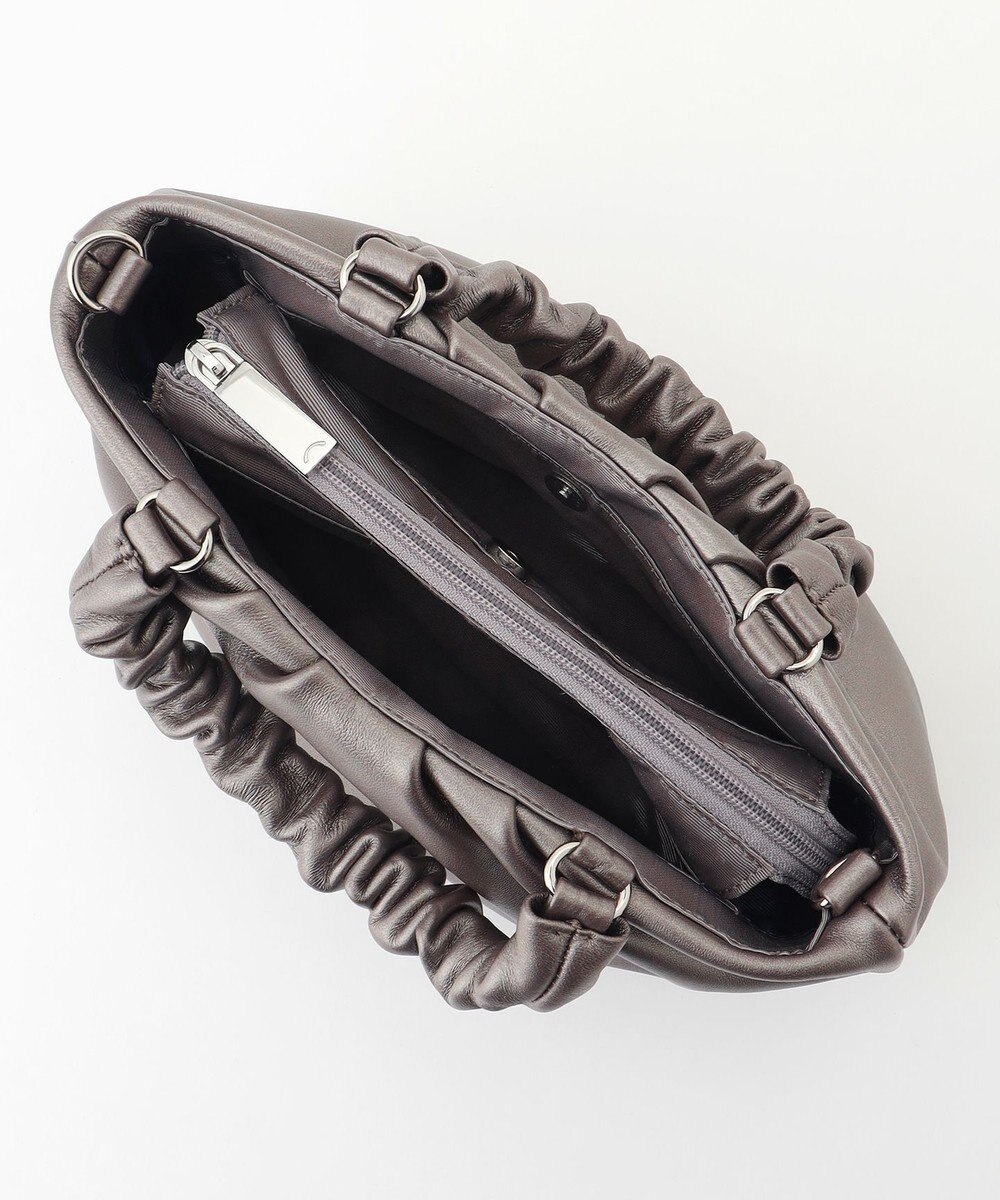 LA BAGAGERIE シープレザー ギャザーハンドル2wayラウンドトートバッグ 