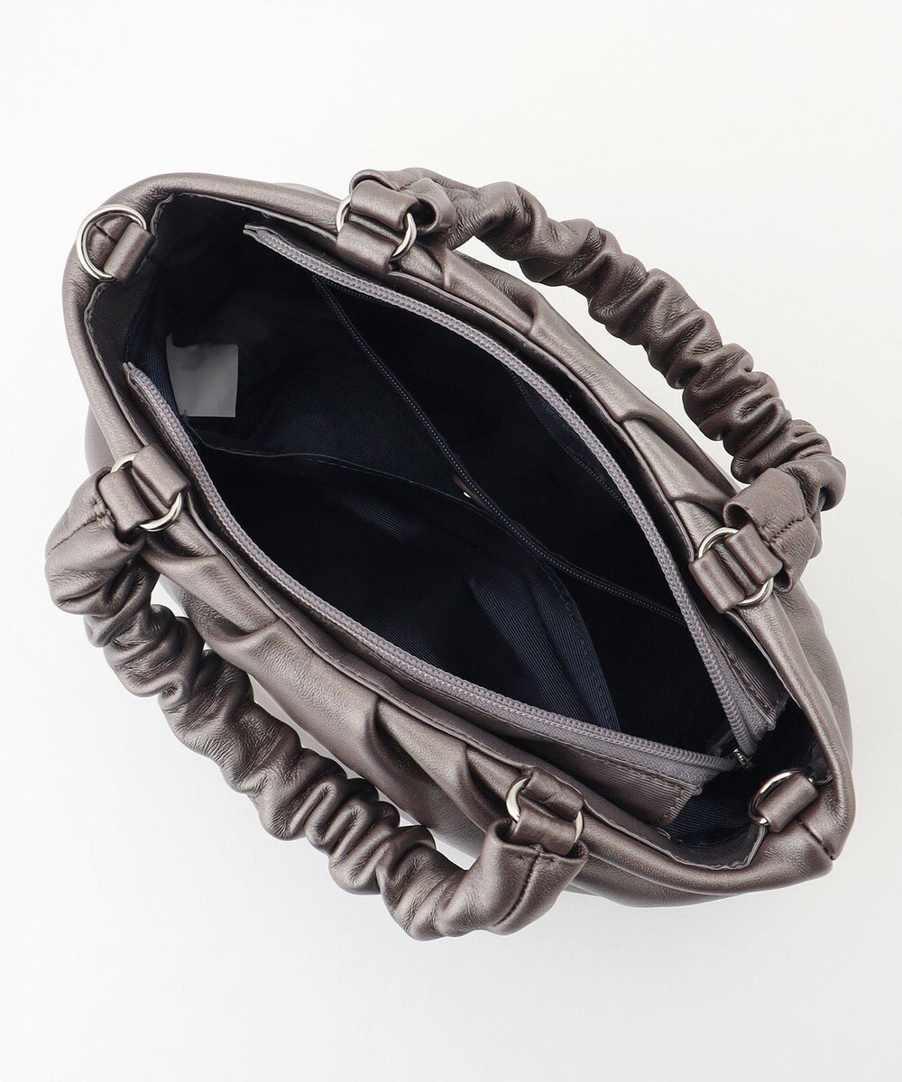 LA BAGAGERIE シープレザー ギャザーハンドル2wayラウンドトートバッグ 