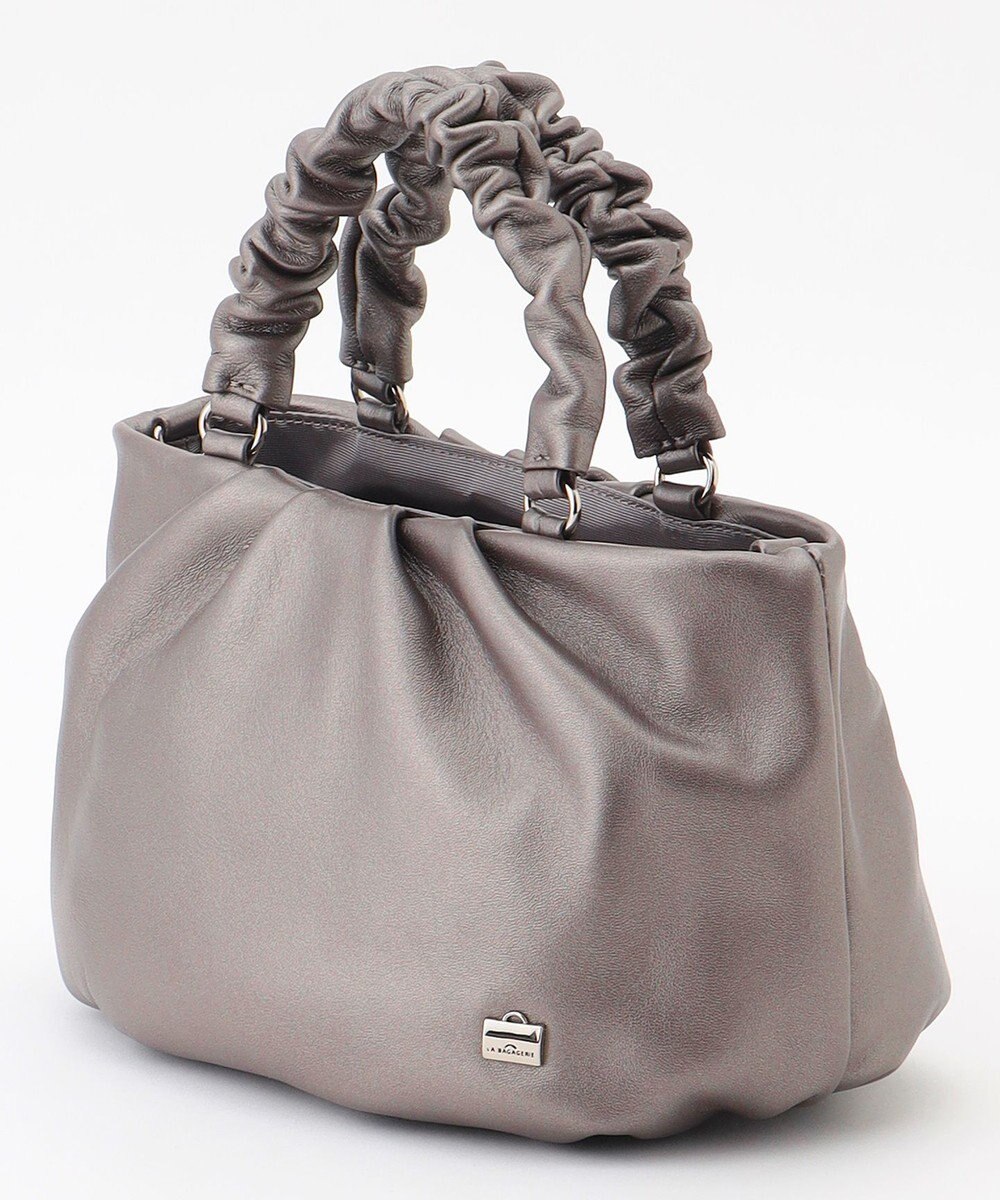 LA BAGAGERIE シープレザー ギャザーハンドル2wayラウンドトートバッグ 