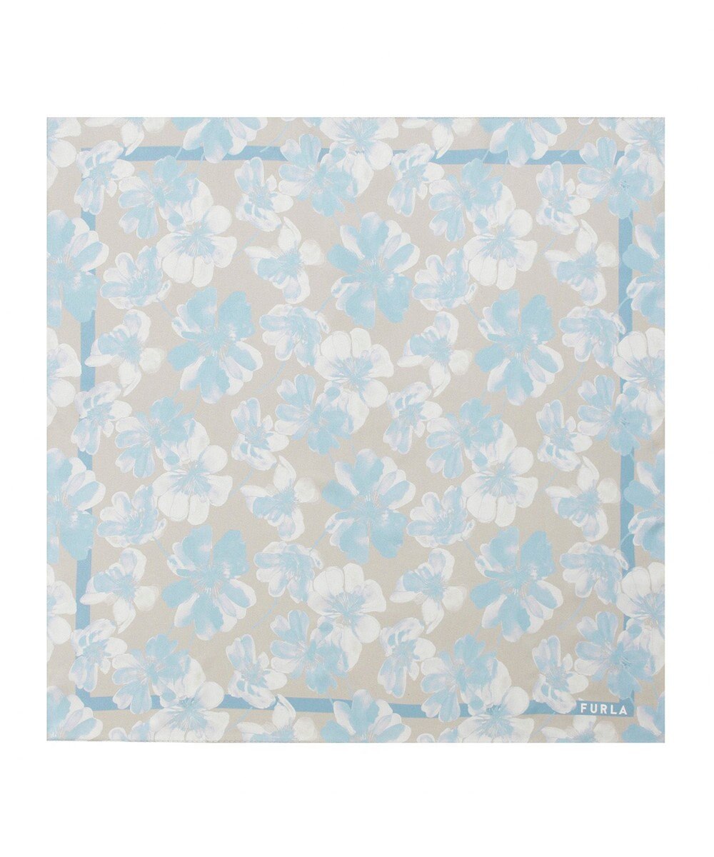 MOONBAT 【シルク100%】FURLA (フルラ) 花柄 シルクプリントスカーフ 65cm×65cm  UV対策 手洗い可能 