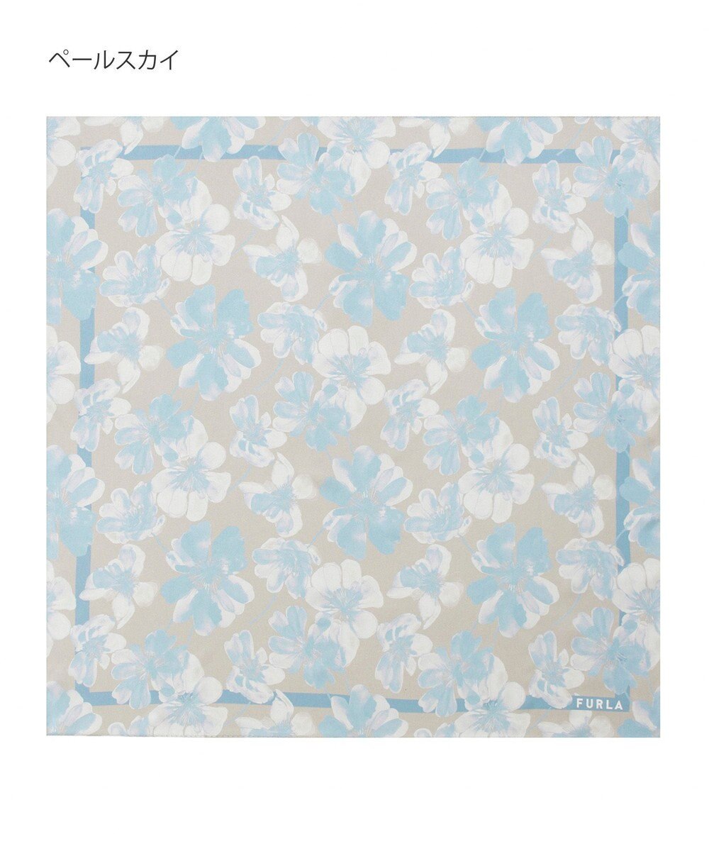 MOONBAT 【シルク100%】FURLA (フルラ) 花柄 シルクプリントスカーフ 65cm×65cm  UV対策 手洗い可能 