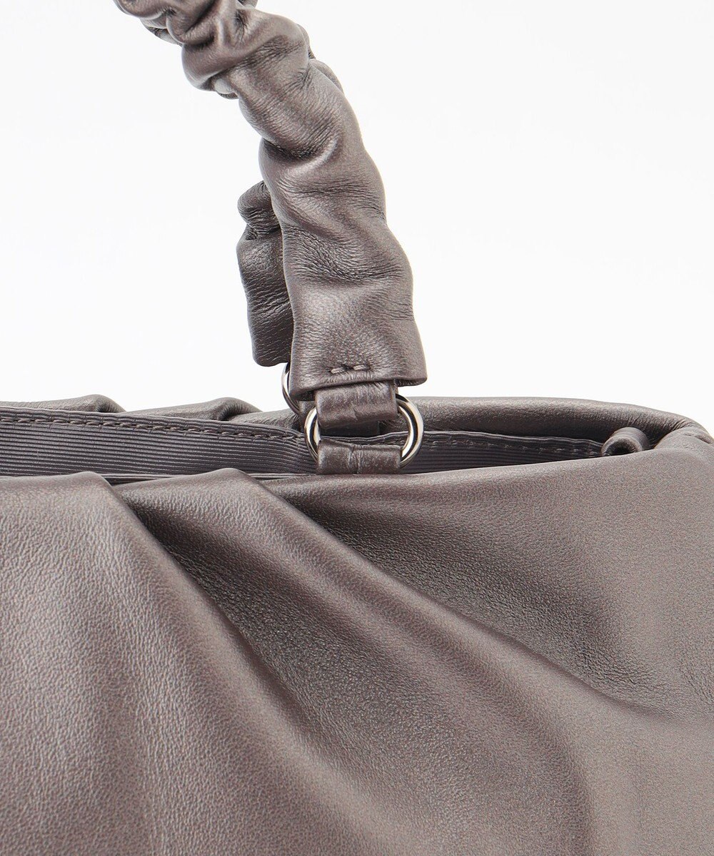 LA BAGAGERIE シープレザー ギャザーハンドル2wayラウンドトートバッグ 