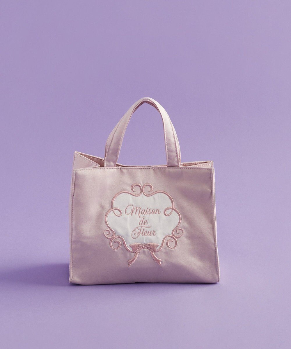 Maison de FLEUR コットンキャンディ刺繍トートバッグ 