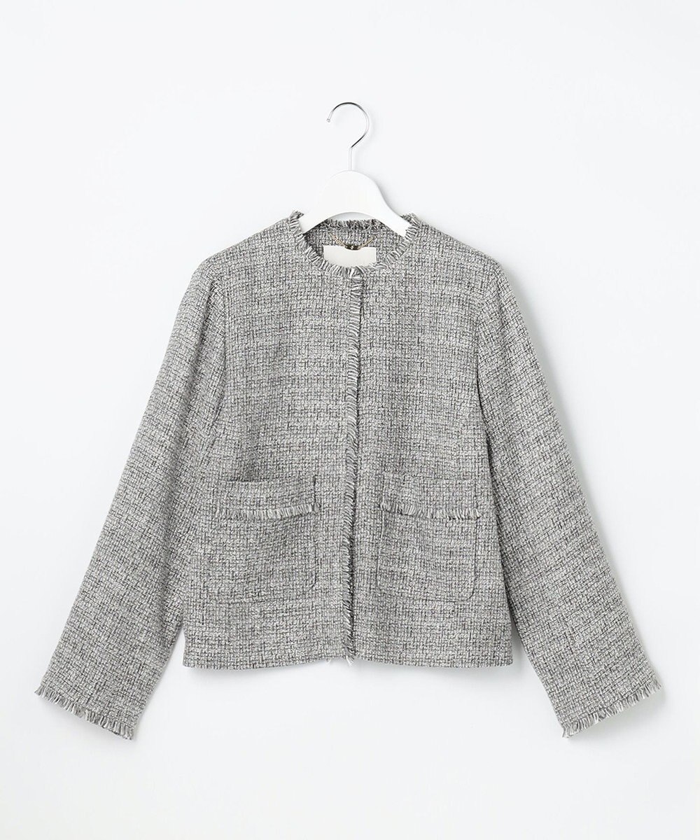 自由区 L 【17号サイズまで展開・カタログ掲載】ライトミックスツイード ジャケット 
