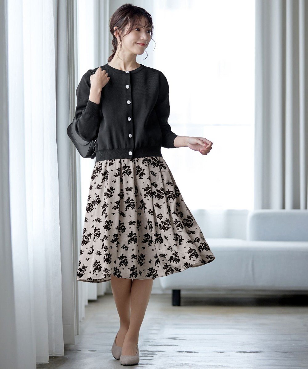 Tiaclasse 【安田美沙子さん着用・洗える】フラワーフロッキーワンピース 