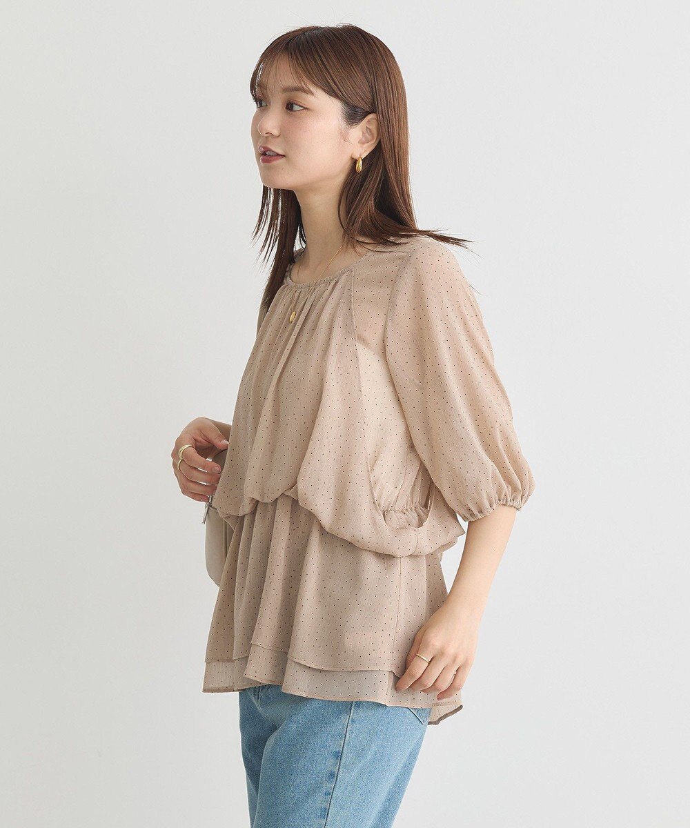 earth music&ecology レイヤードライクドット柄ブラウス 