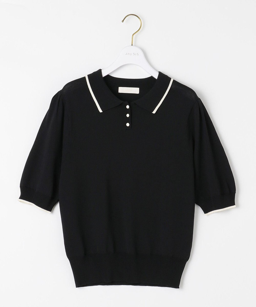 ANY SIS 【洗える】バイカラー ポロニット 